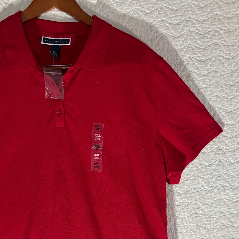 Karen Scott Bright Red Short Sleeve Polo — image 5 of 8